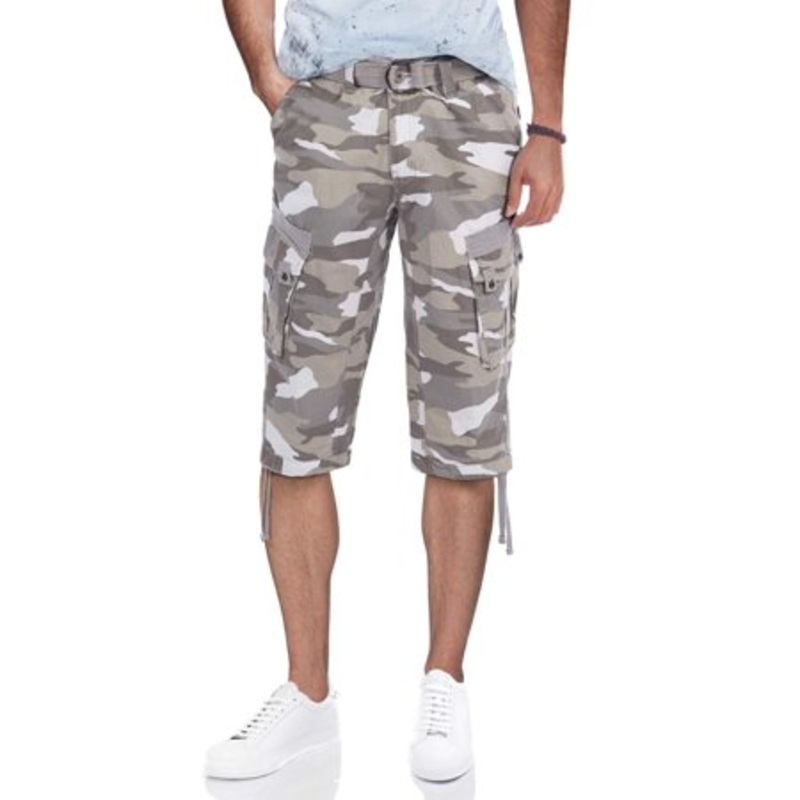 X-Ray Mens  Belted 18" Capri Cargo Pants Camo White 40
