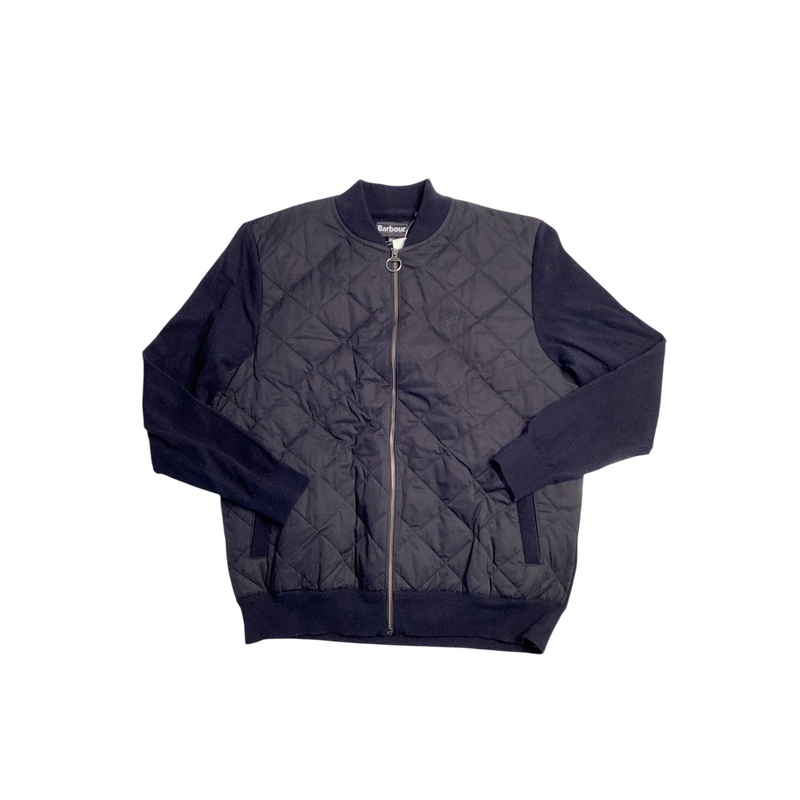Barbour Mens Essential Box Quilt Zip Front Jacket XXL 2XL Navy Blue