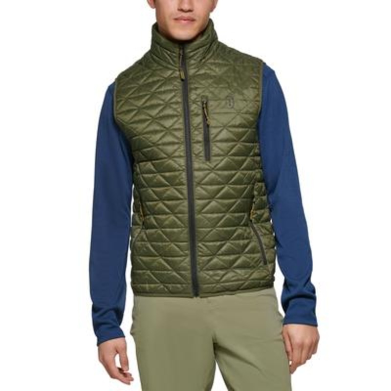 BASS OUTDOOR Mens Delta Diamond Quilted Puffer Vest Medium Military Olive Green