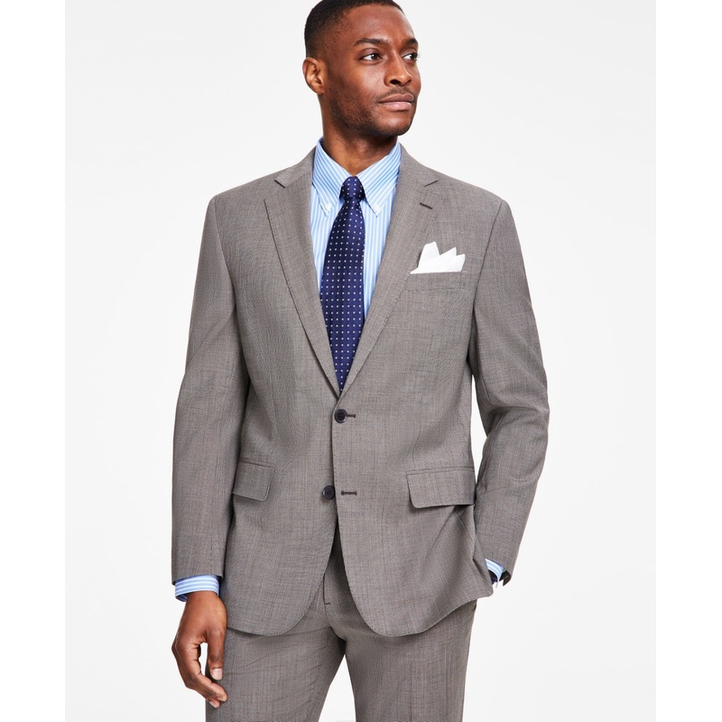 Brooks Brothers Mens Classic fit Suit Jacket Blazer 42 S Beige Plaid Stretch
