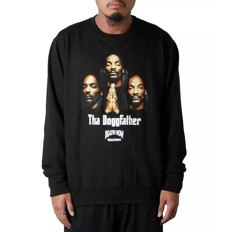 Death Row Records Men's Tha Doggfather Crewneck Sweatshirt Black XL