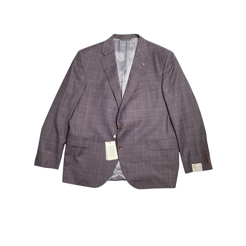 Jack Victor Napoli Tonal Windowpane Regular Fit Suit 48R / 42W Purple Plaid