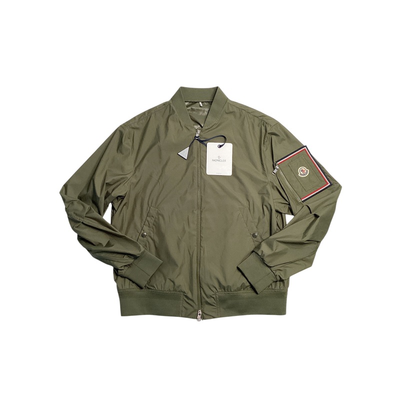 Moncler Mens Bharani Bomber Jacket Coat 3 / Large Olive Green