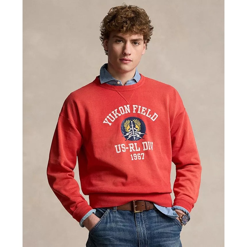 Polo Ralph Lauren Men's Vintage Fit Fleece Graphic Sweatshirt Red Large