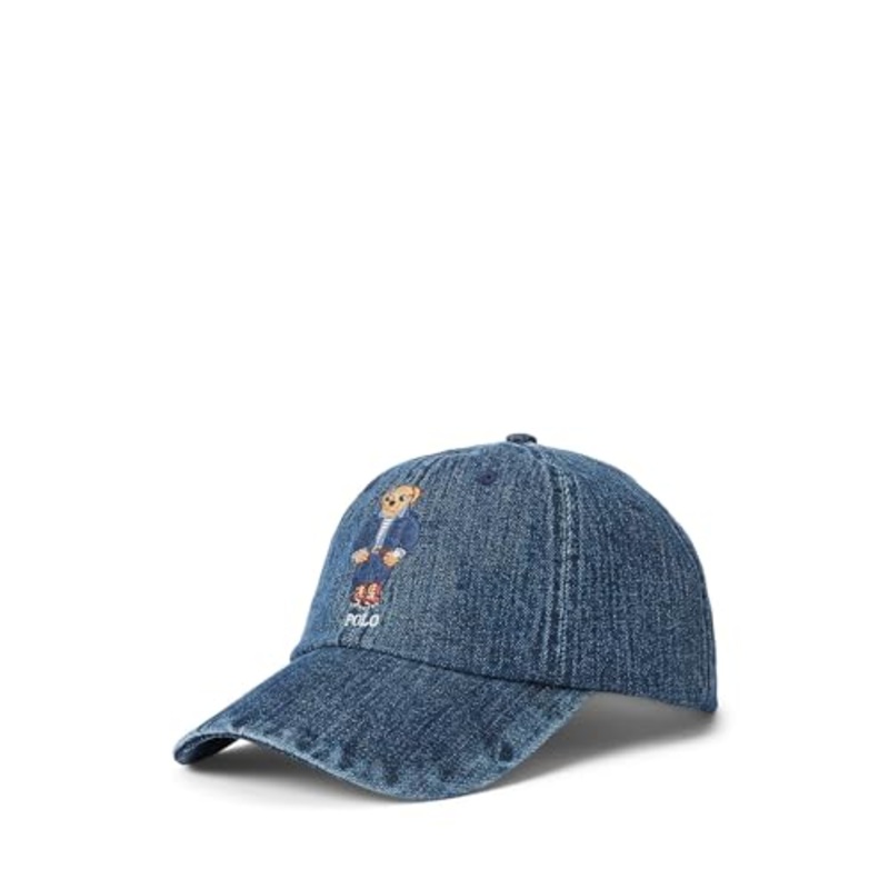 Polo Ralph Lauren Mens Denim Bear Baseball Hat Blue One Size