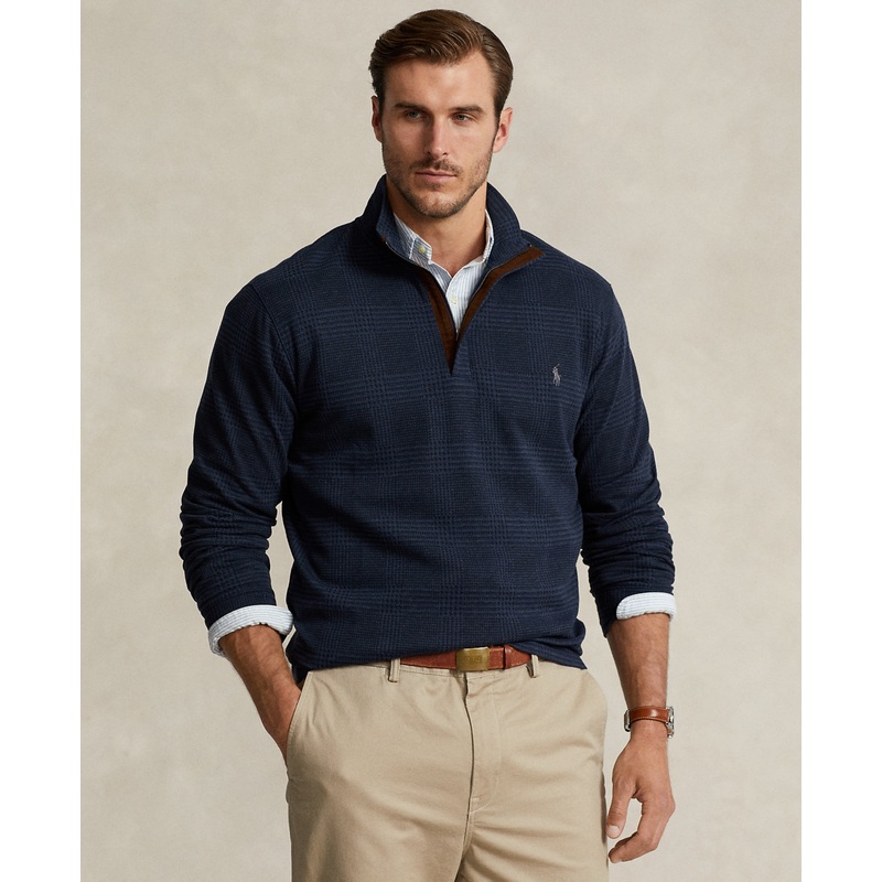 Polo Ralph Lauren Mens Double Knit Quarter Zip Pullover Shirt Blue 4XB