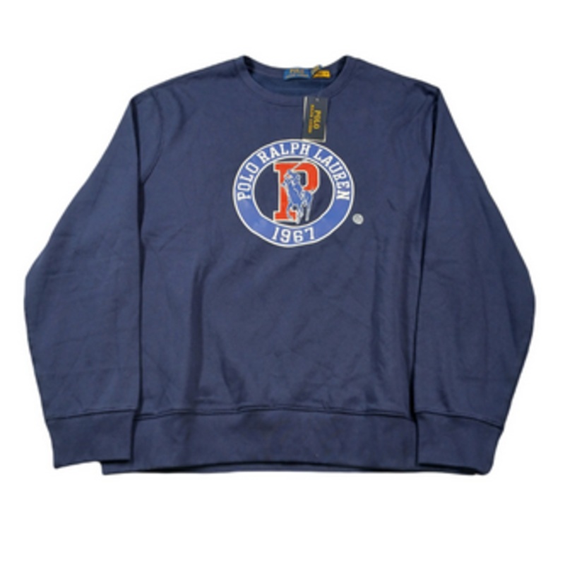 Polo Ralph Lauren Mens Long Sleeve Graphic Crewneck Sweatshirt Navy Blue Small