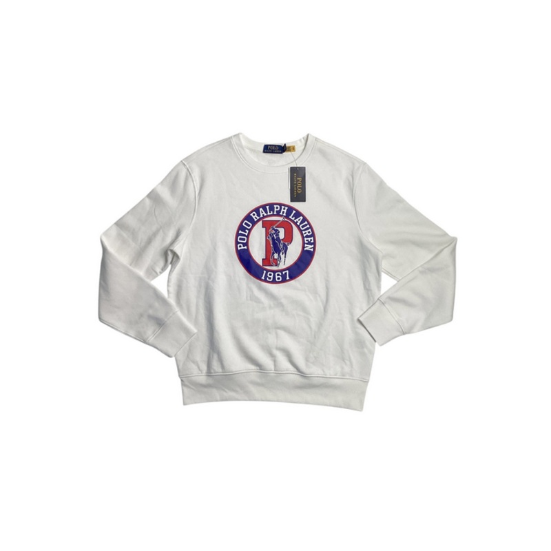 Polo Ralph Lauren Mens Long Sleeve Graphic Crewneck Sweatshirt White XL