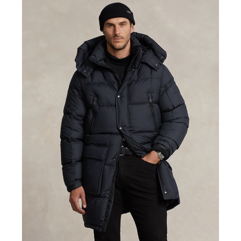 Ralph Lauren Men's Big Tall Water Repellent Polo Down Hooded Coat Black 3LT