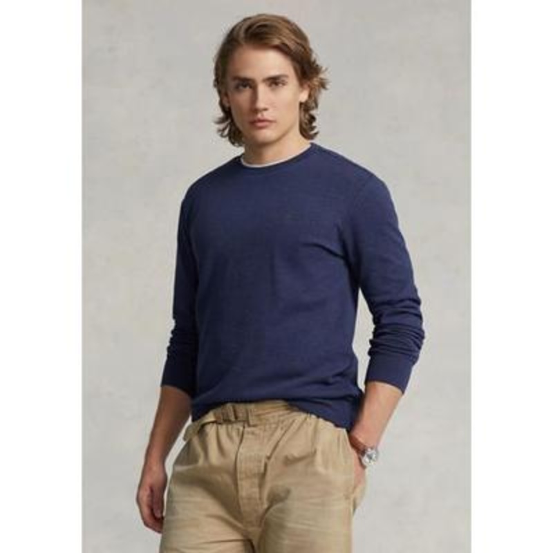 Ralph Lauren Men's Crewneck Pullover Sweater Heather Blue Medium