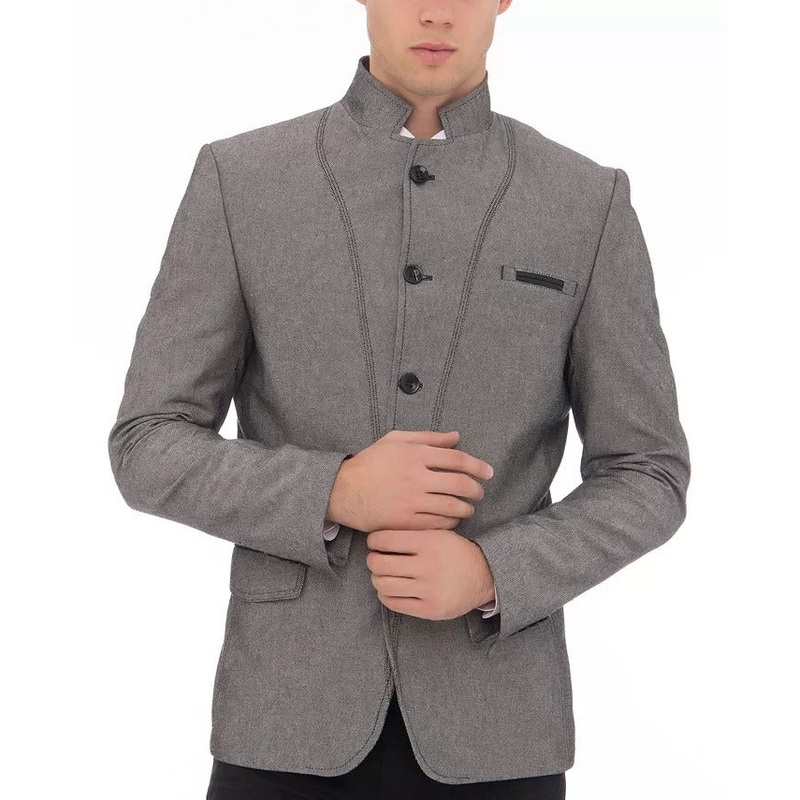 RON TOMSON Men's Modern Symmetric Button Closure Sport Coat Jacket Large Grey