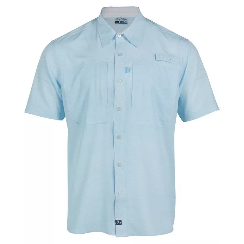 Salt Life Men's H20 Button Down Performance Shirt Airy Blue Medium