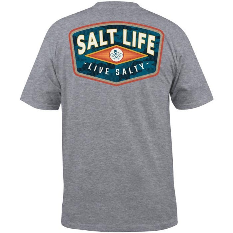 Salt Life Mens Concealed Badge Short Sleeve Graphic Shirt Heather Grey XXL