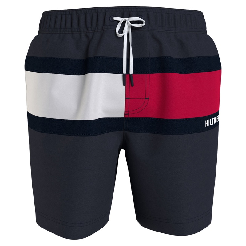 Tommy Hilfiger Men's Big & Tall Signature Flag 10" Swim Trunk Blue XLT