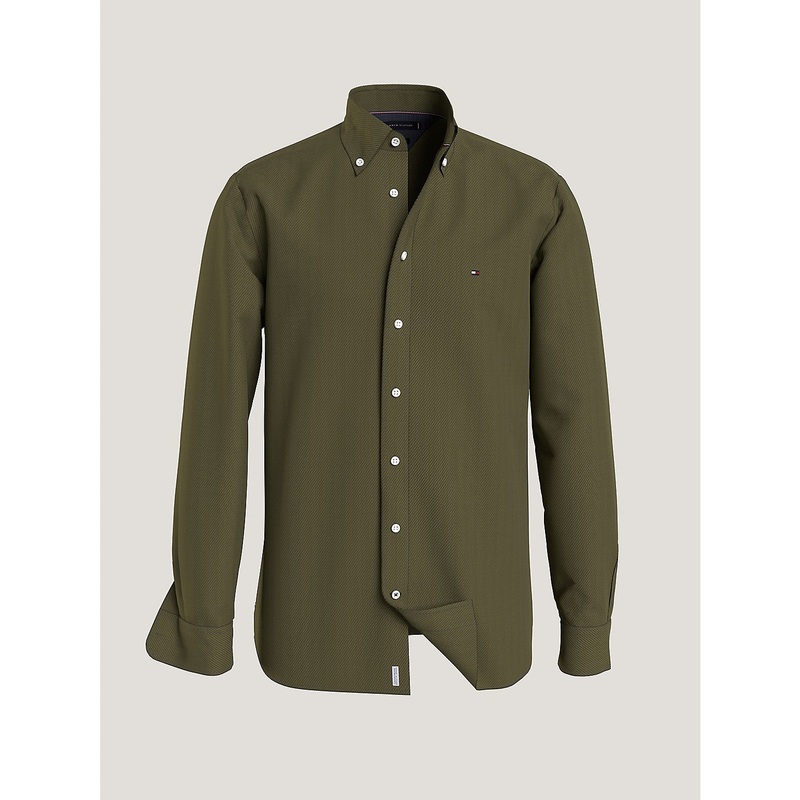 Tommy Hilfiger Mens Regular Fit Flex Button Up Shirt Green XL