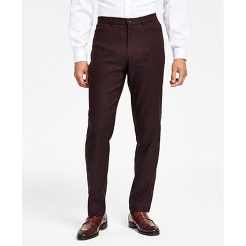 Tommy Hilfiger Mens Twill Flex Dress Pants Burgundy Red 42 x 30
