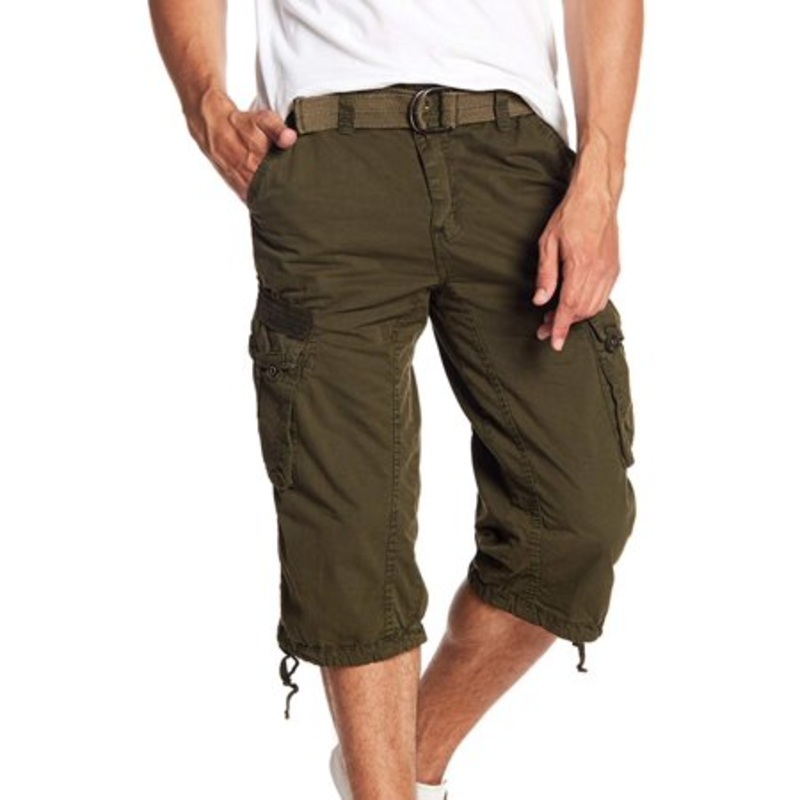 X-Ray Men's Belted 18" Capri Cargo Shorts Green 40