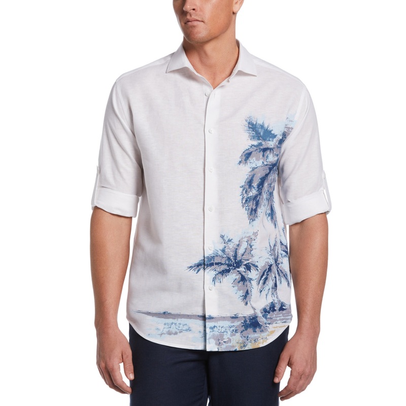 Cubavera Mens Textured Short Sleeve Button Down Shirt White Blue Large