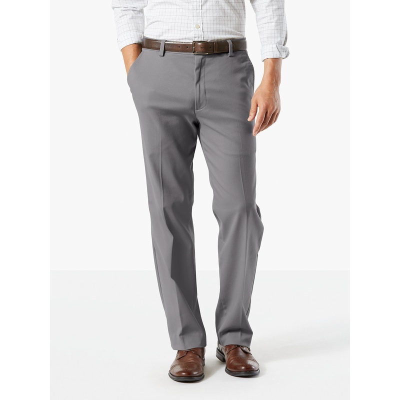 Dockers Mens Big Tall Easy Stretch Khaki Dress Pants Classic Fit Grey 48 x 32