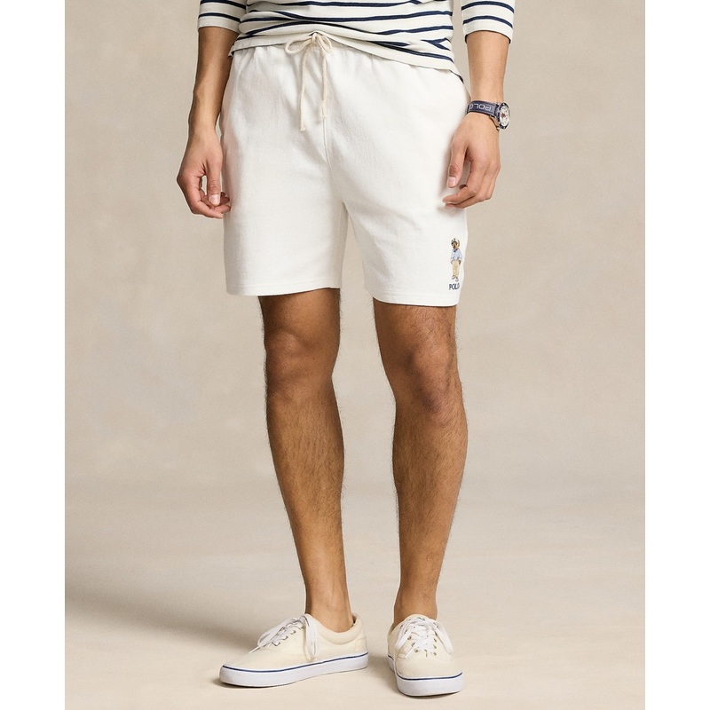 Polo Ralph Lauren Men's 6" Polo Bear Jersey Drawstring Shorts White XL