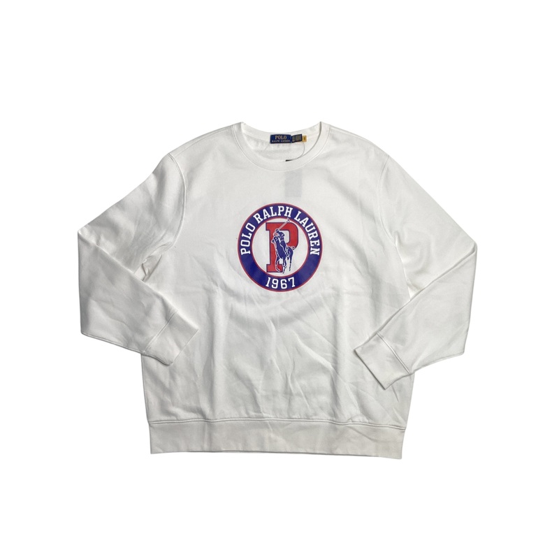 Polo Ralph Lauren Mens Sweatshirt Polo Logo 1967 Fleece Sweatshirt White 2XL