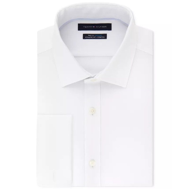 Tommy Hilfiger Men's Cooling Fabric Athletic Fit Dress Shirt White 17 32 33