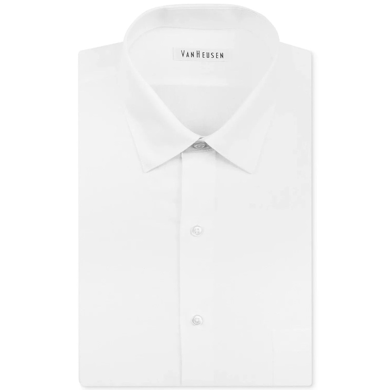 Van Heusen Men's White Classic Fit Herringbone Dress Shirt White 16 36 37. Large
